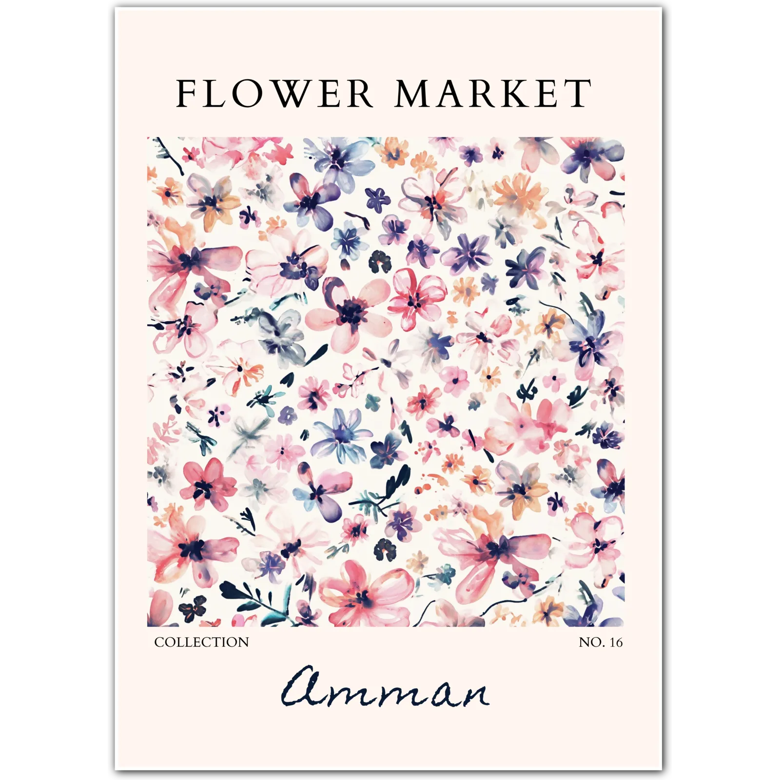 Amman Bloomscape – Soft Watercolour Flower Art in Pink and Violet