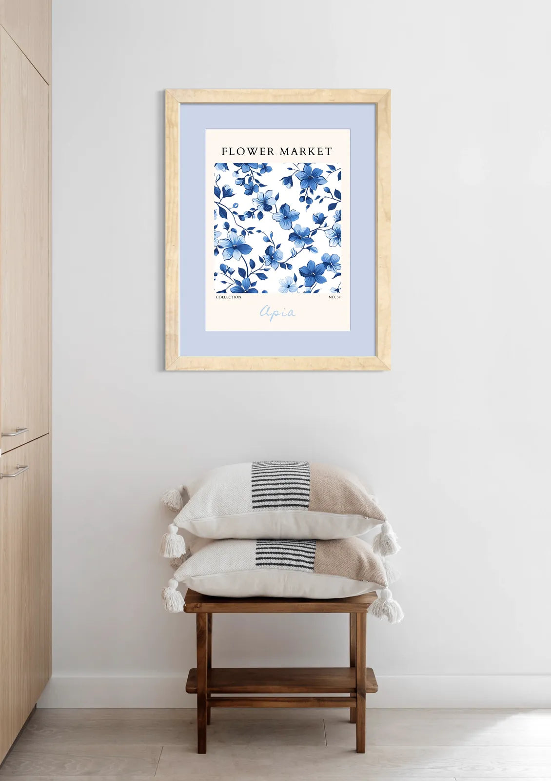 Apia Blue Bloom – Island Floral Art Print in Indigo and Sky