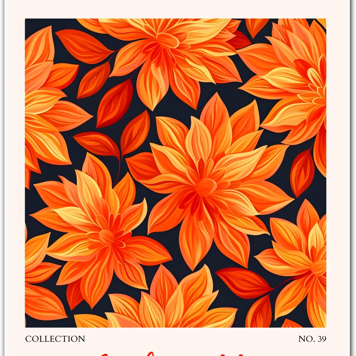 Asheville Dahlia Burst – Fiery Floral Art Print in Warm Oranges