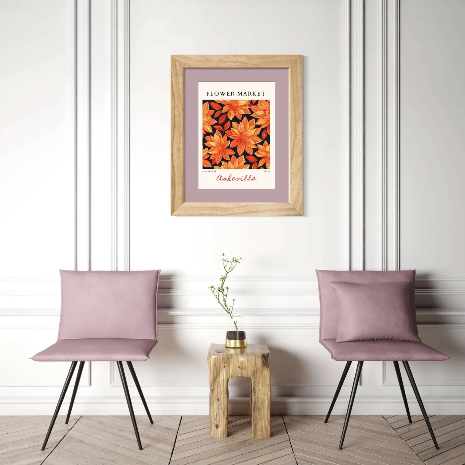 Asheville Dahlia Burst – Fiery Floral Art Print in Warm Oranges