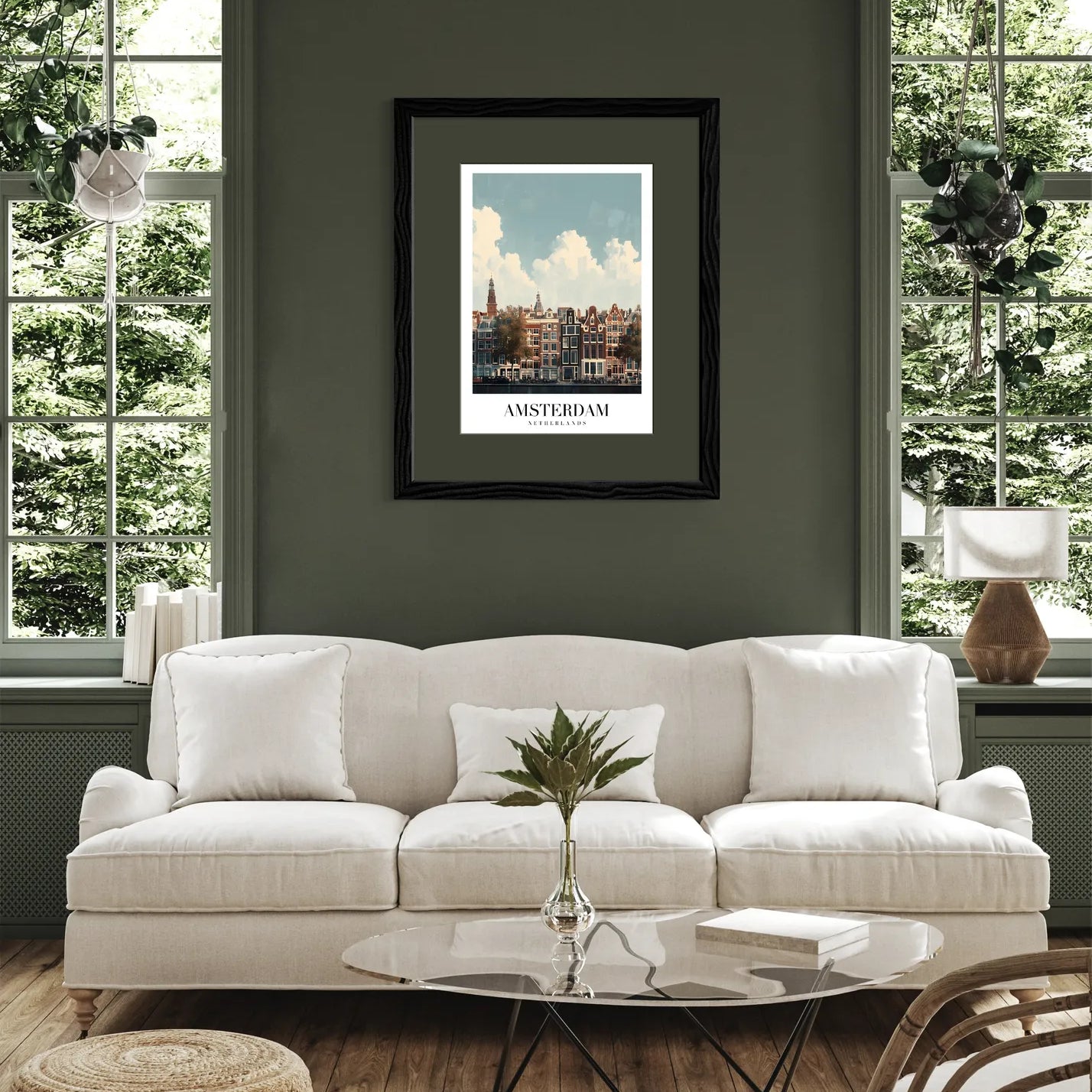 Amsterdam Netherlands Art Print – Canal View and Iconic Architecture