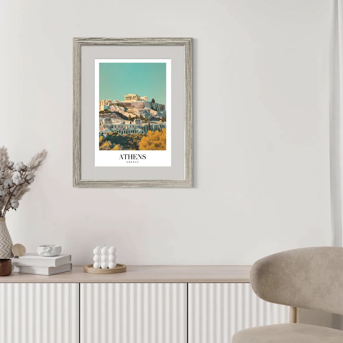 Athens Greece Art Print – Parthenon and Ancient Ruins in Warm Tones