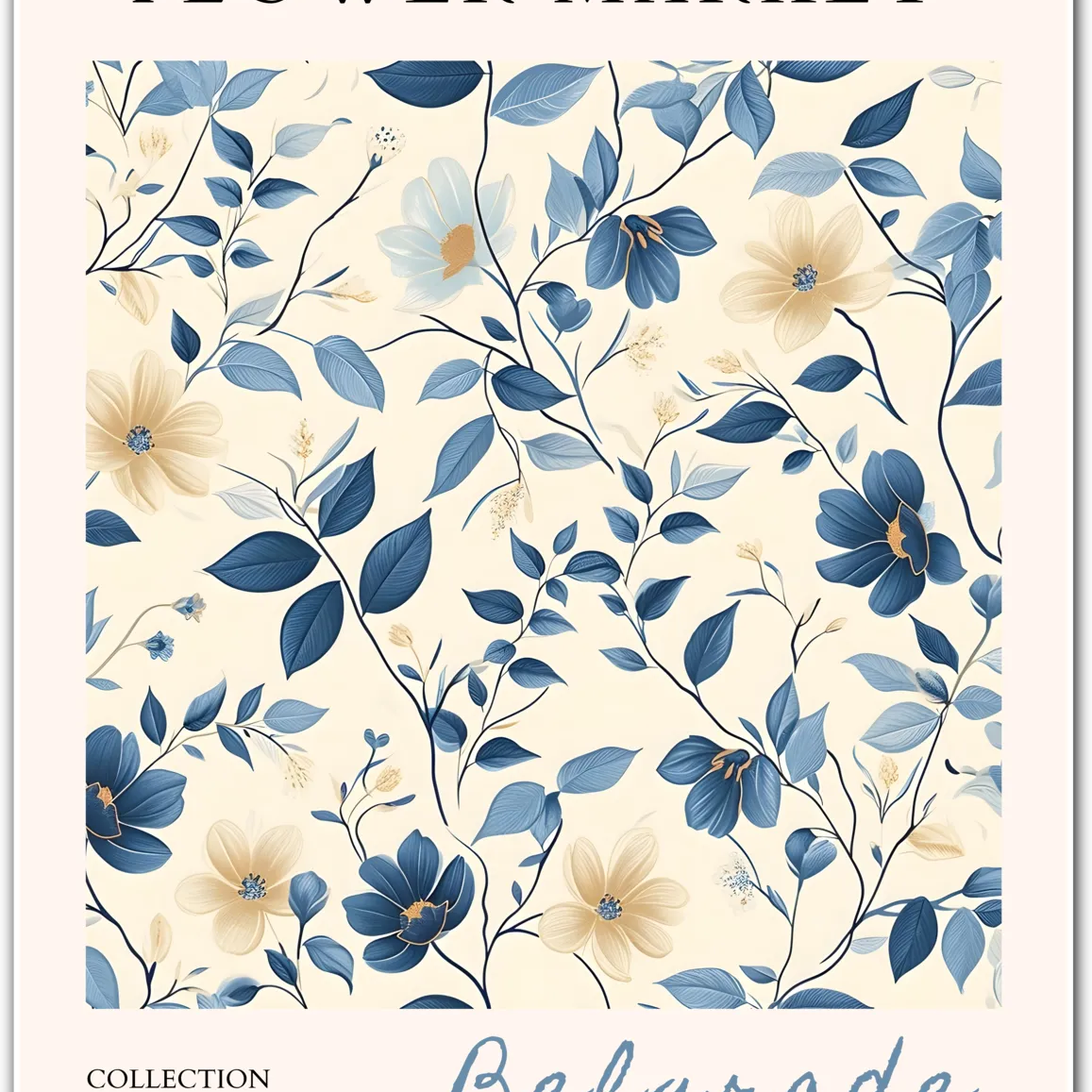 Belgrade Bloom Lines – Sophisticated Blue Botanical Art Print