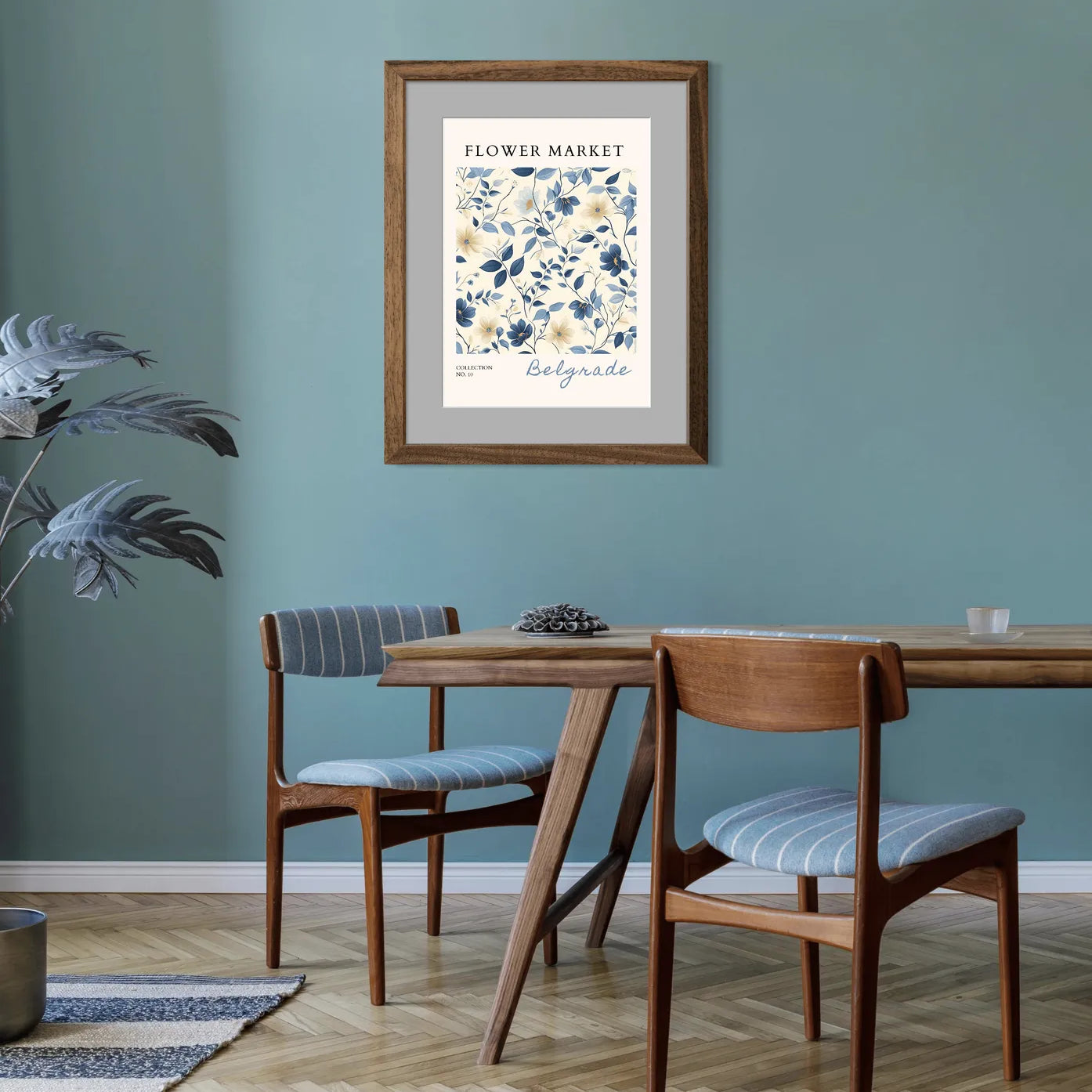 Belgrade Bloom Lines – Sophisticated Blue Botanical Art Print