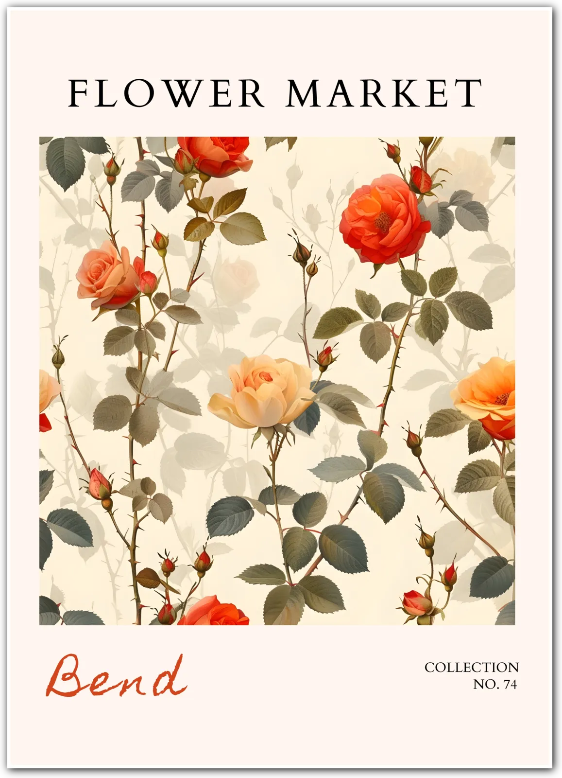 Bend Rose Garden – Romantic Botanical Art with Vintage Charm
