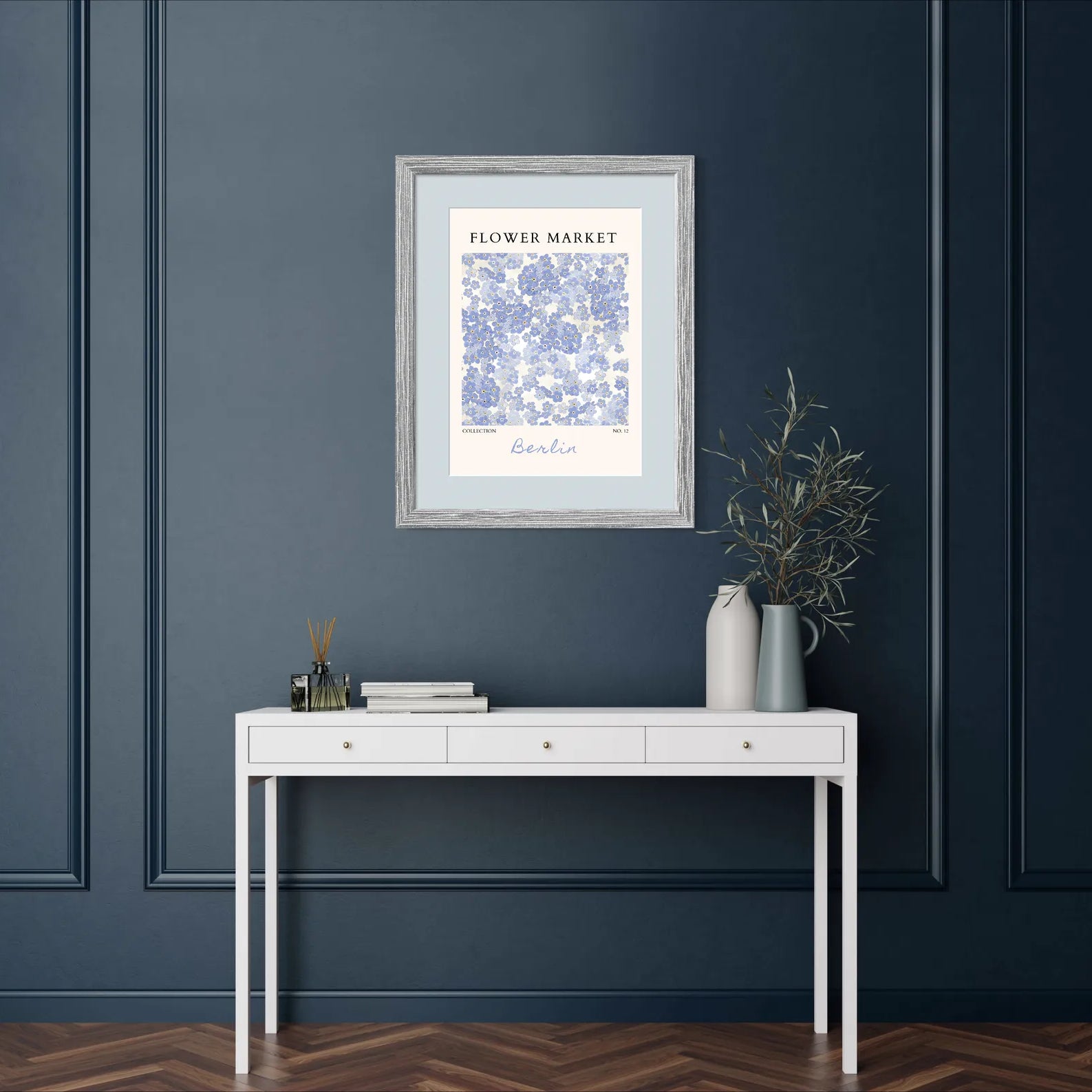 Berlin Blue Whisper – Soft Floral Print in Pastel Blue