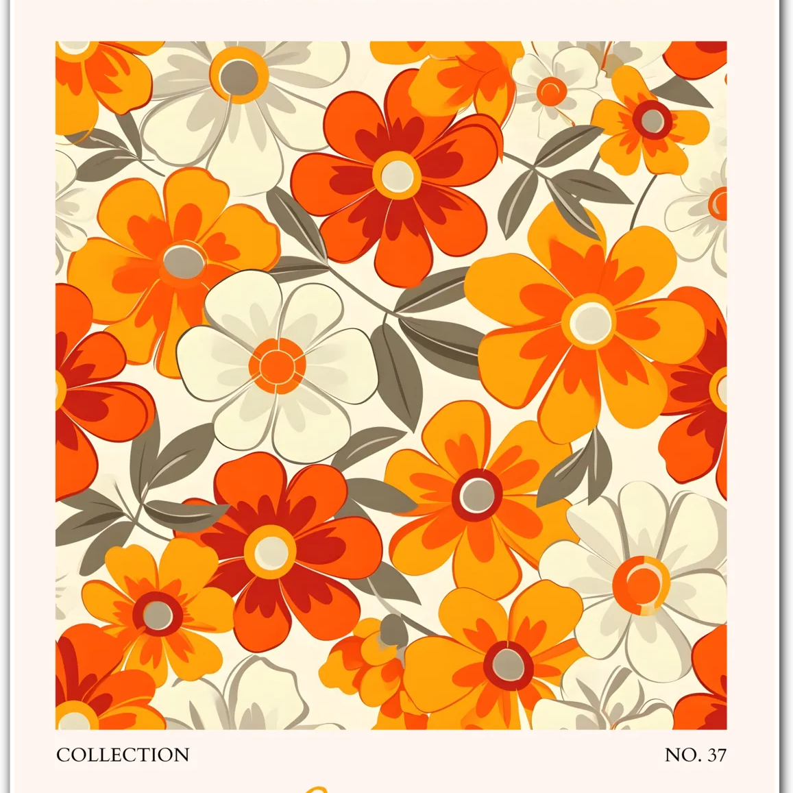 Boise Citrus Pop – Retro Floral Print in Orange and Cream