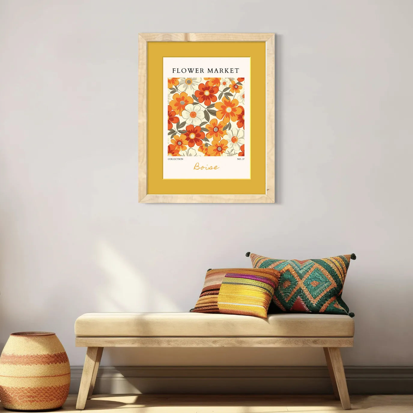 Boise Citrus Pop – Retro Floral Print in Orange and Cream