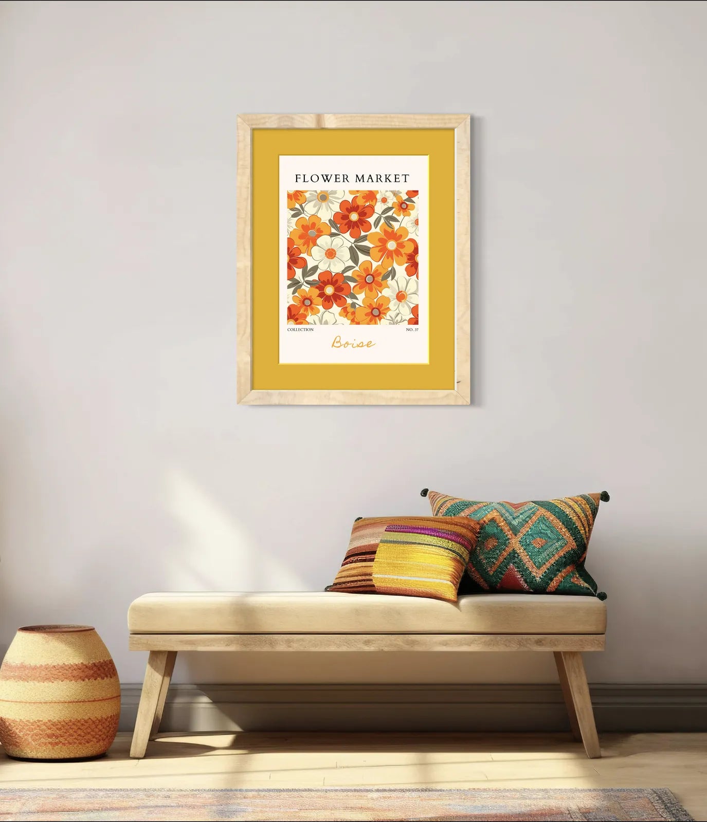 Boise Citrus Pop – Retro Floral Print in Orange and Cream