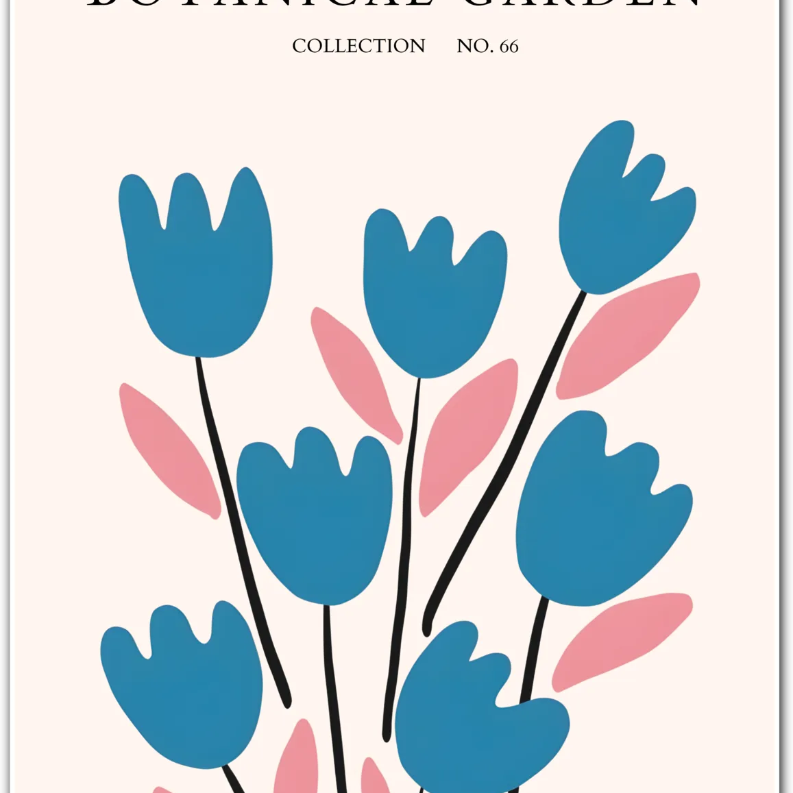 Blue Tulip Parade – Bold Modern Floral Print