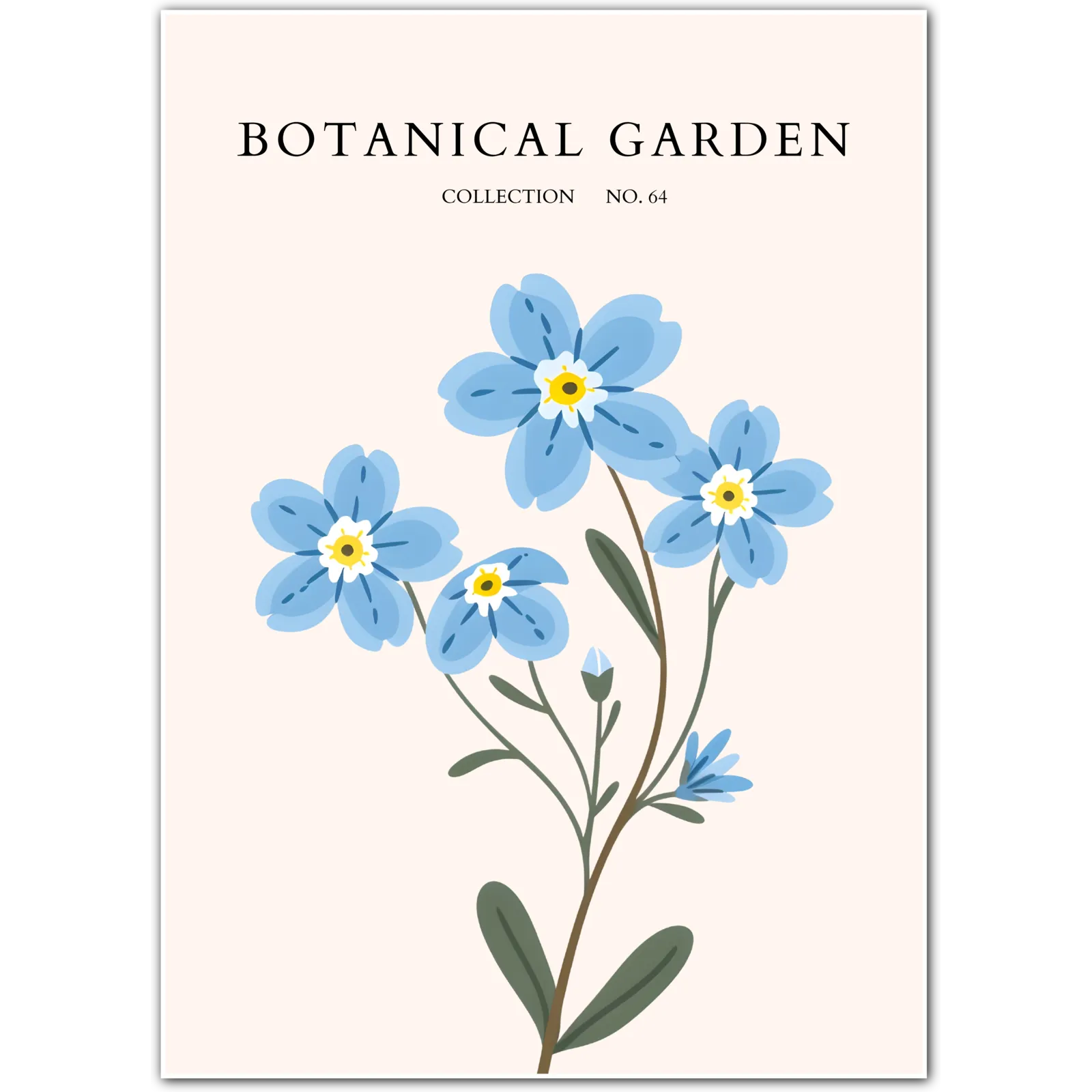 Whispers of the Wild: Forget-Me-Not Blue Art Print