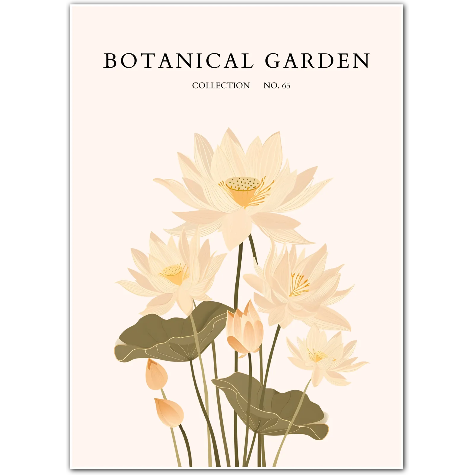 Sacred Stillness: Ivory Lotus Pond Art Print