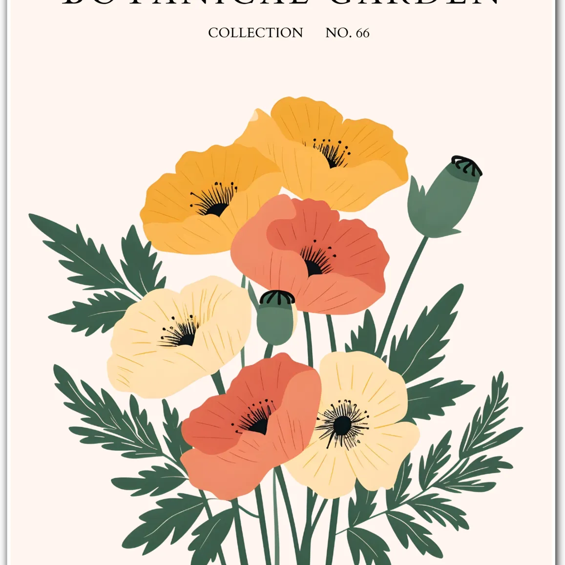 Golden Glow: Radiant Poppy Bouquet Art Print