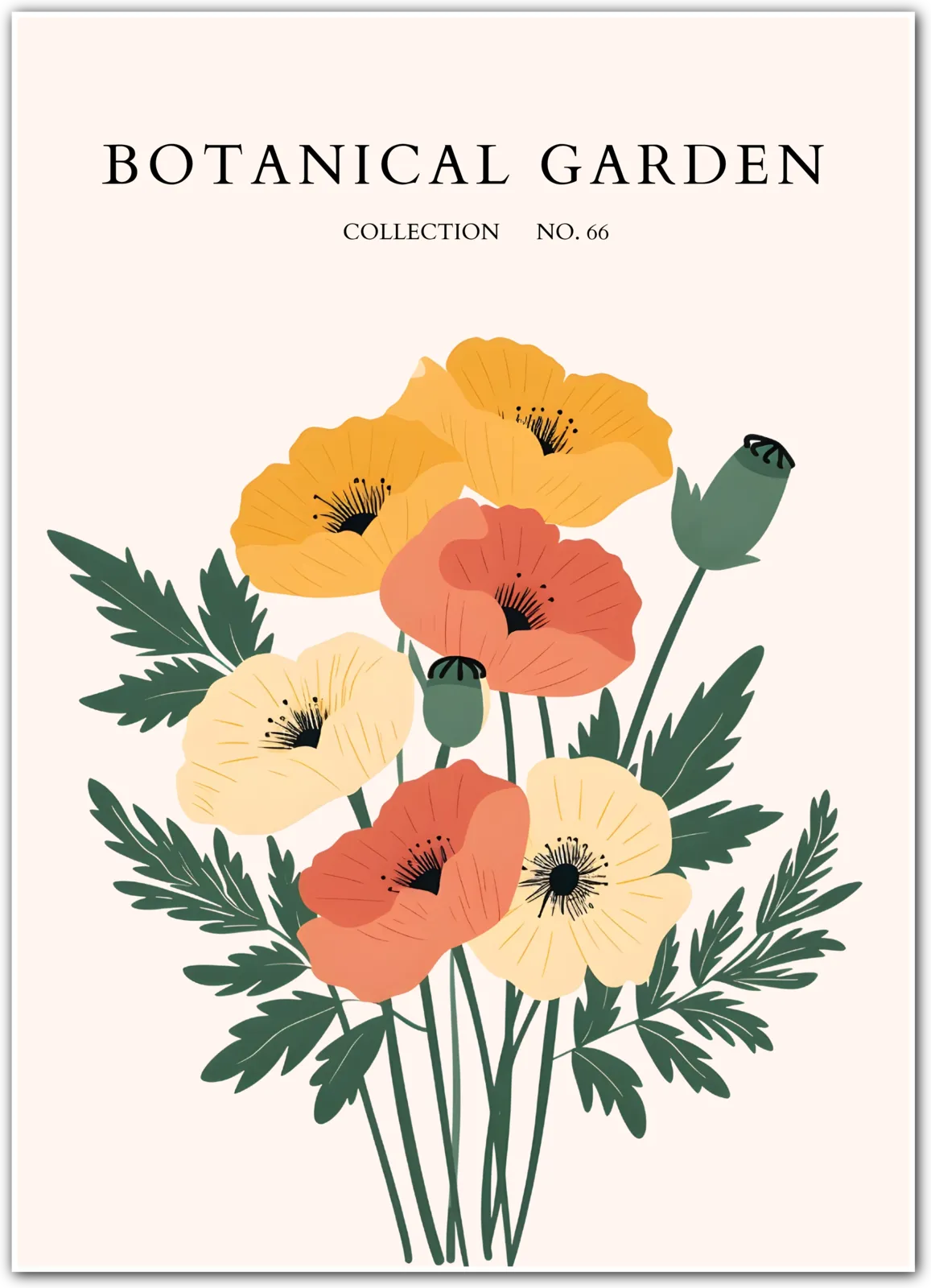 Golden Glow: Radiant Poppy Bouquet Art Print