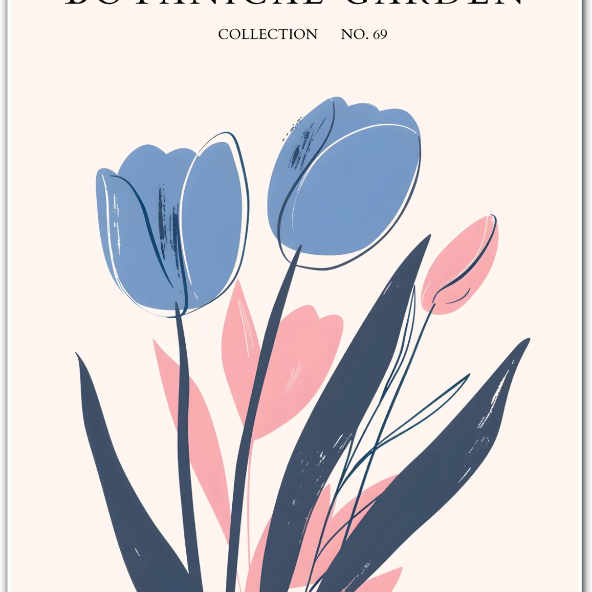 Blush & Midnight: Tulip Harmony Art Print