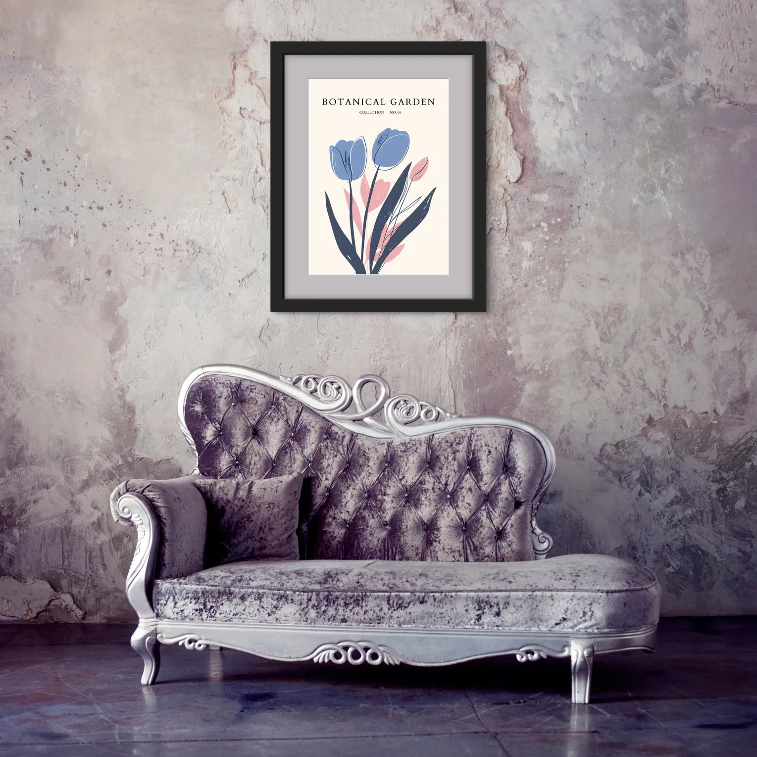 Blush & Midnight: Tulip Harmony Art Print