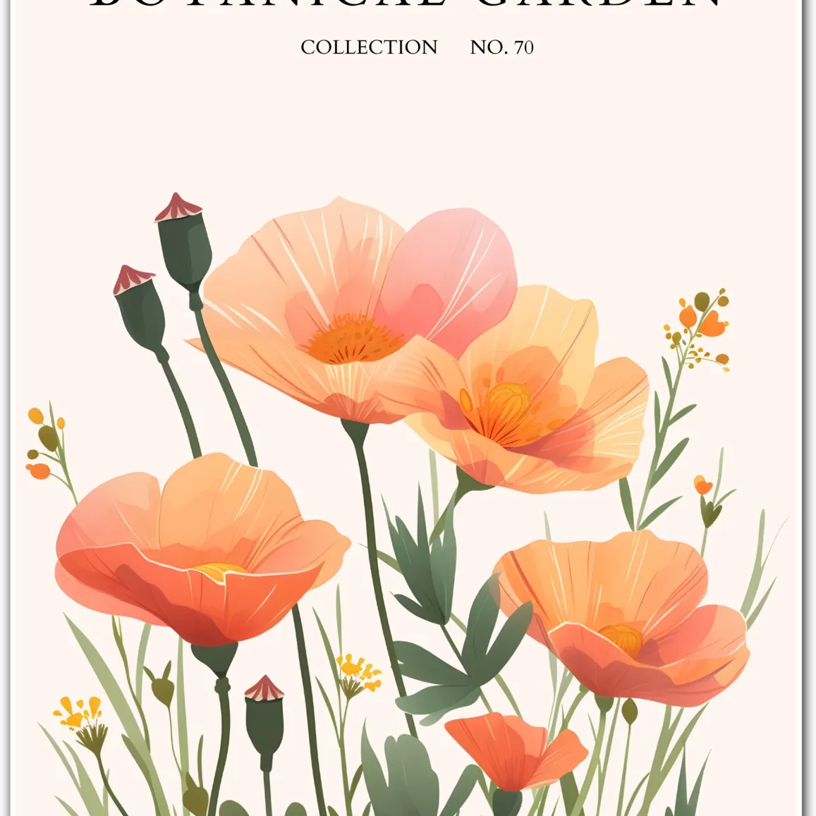 Peach Bloom Reverie: Soft Meadow Art Print