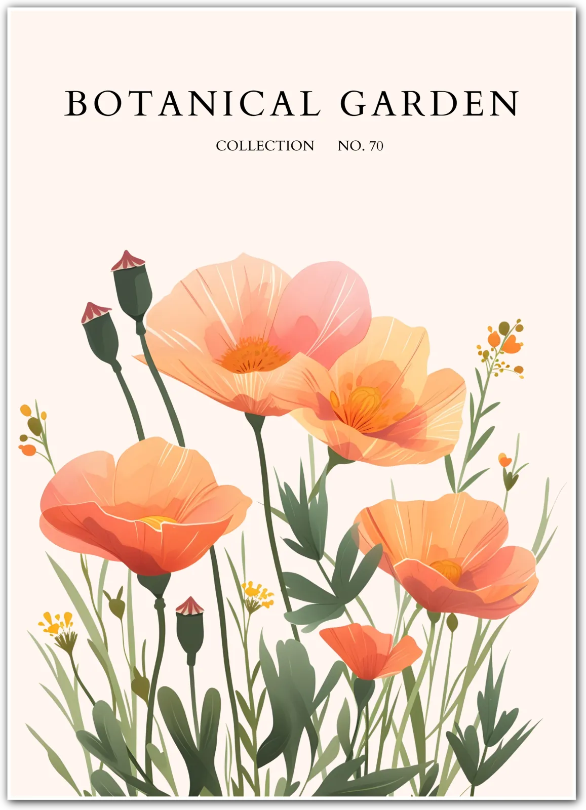 Peach Bloom Reverie: Soft Meadow Art Print