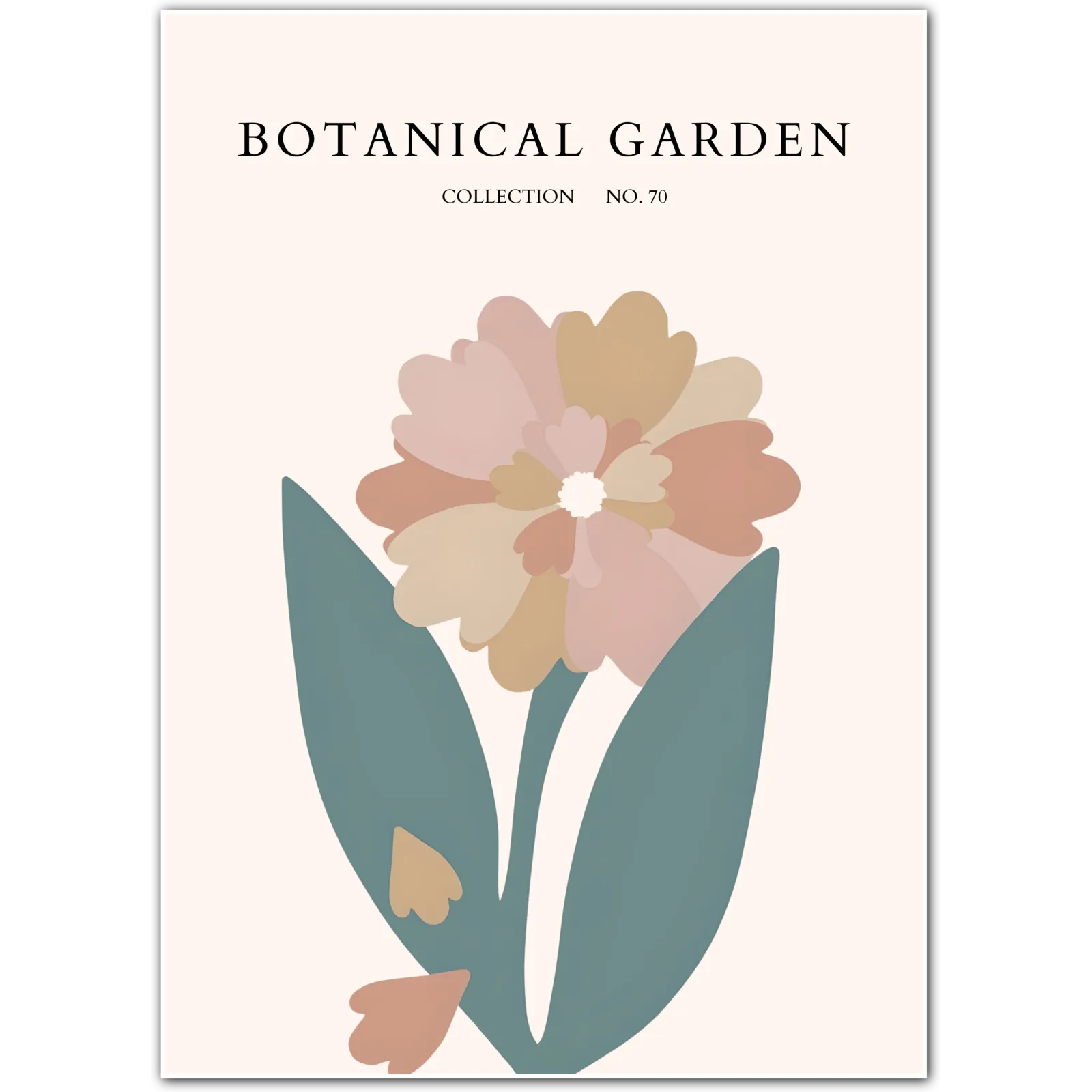 Soft Heart Bloom – Warm Neutral Floral Art Print