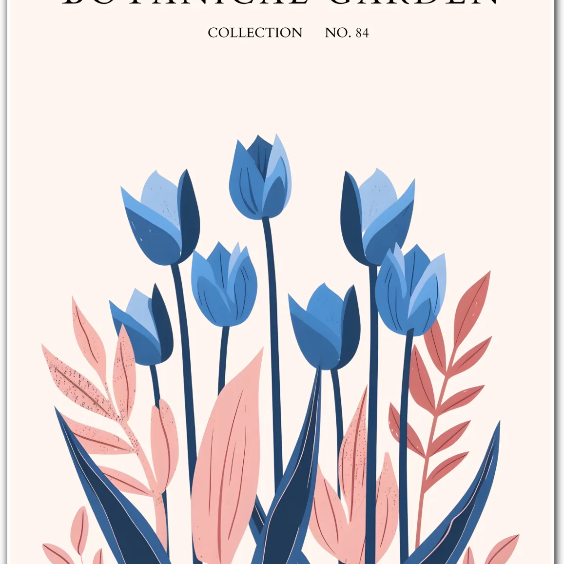 Blue Tulip Rhythm – Modern Botanical Print