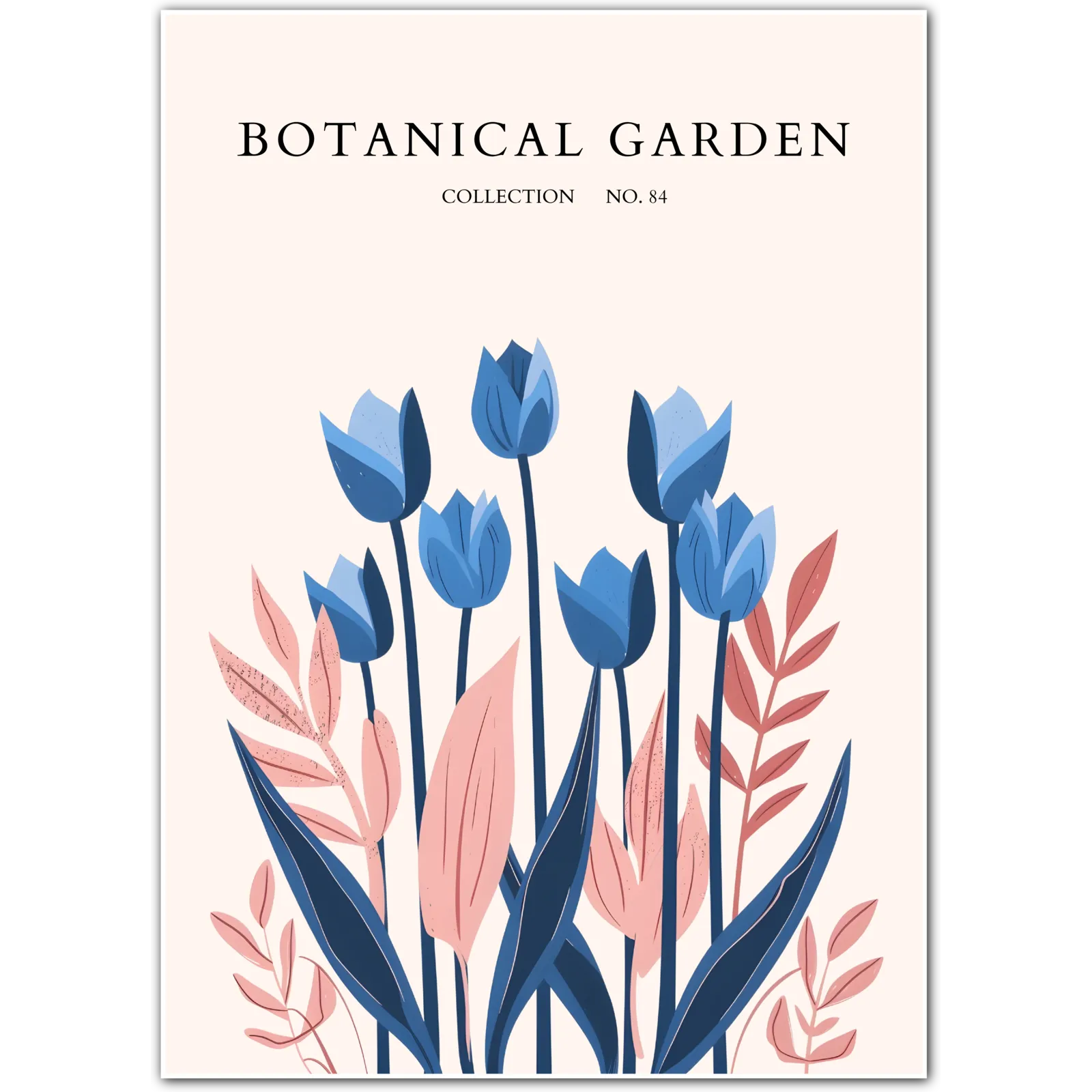 Blue Tulip Rhythm – Modern Botanical Print