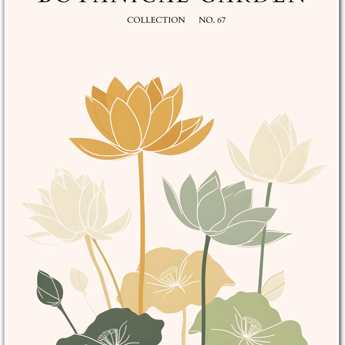 Golden Lotus Rise – Ethereal Botanical Lotus Print
