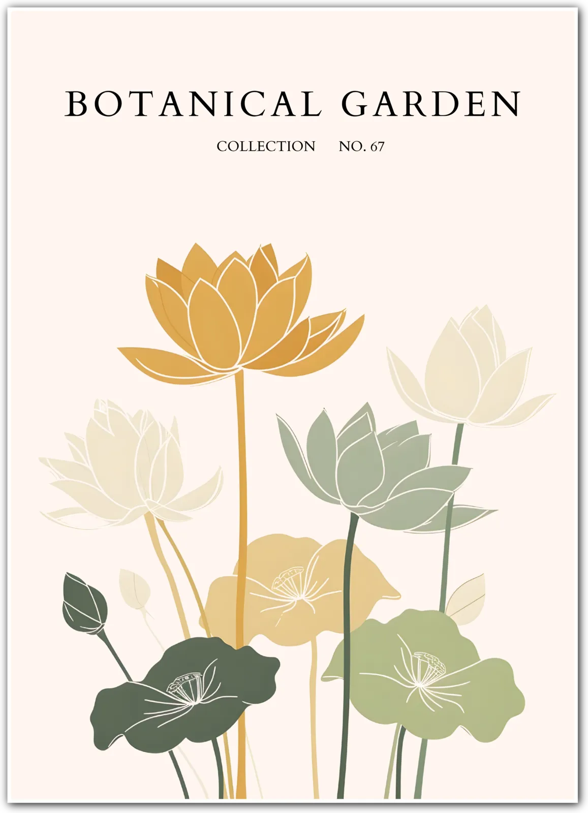 Golden Lotus Rise – Ethereal Botanical Lotus Print