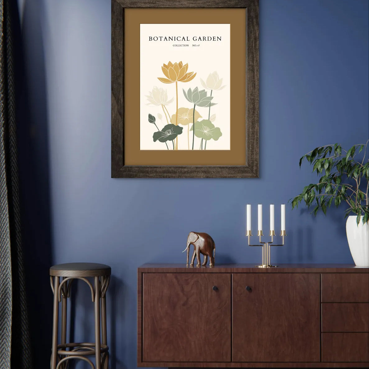 Golden Lotus Rise – Ethereal Botanical Lotus Print
