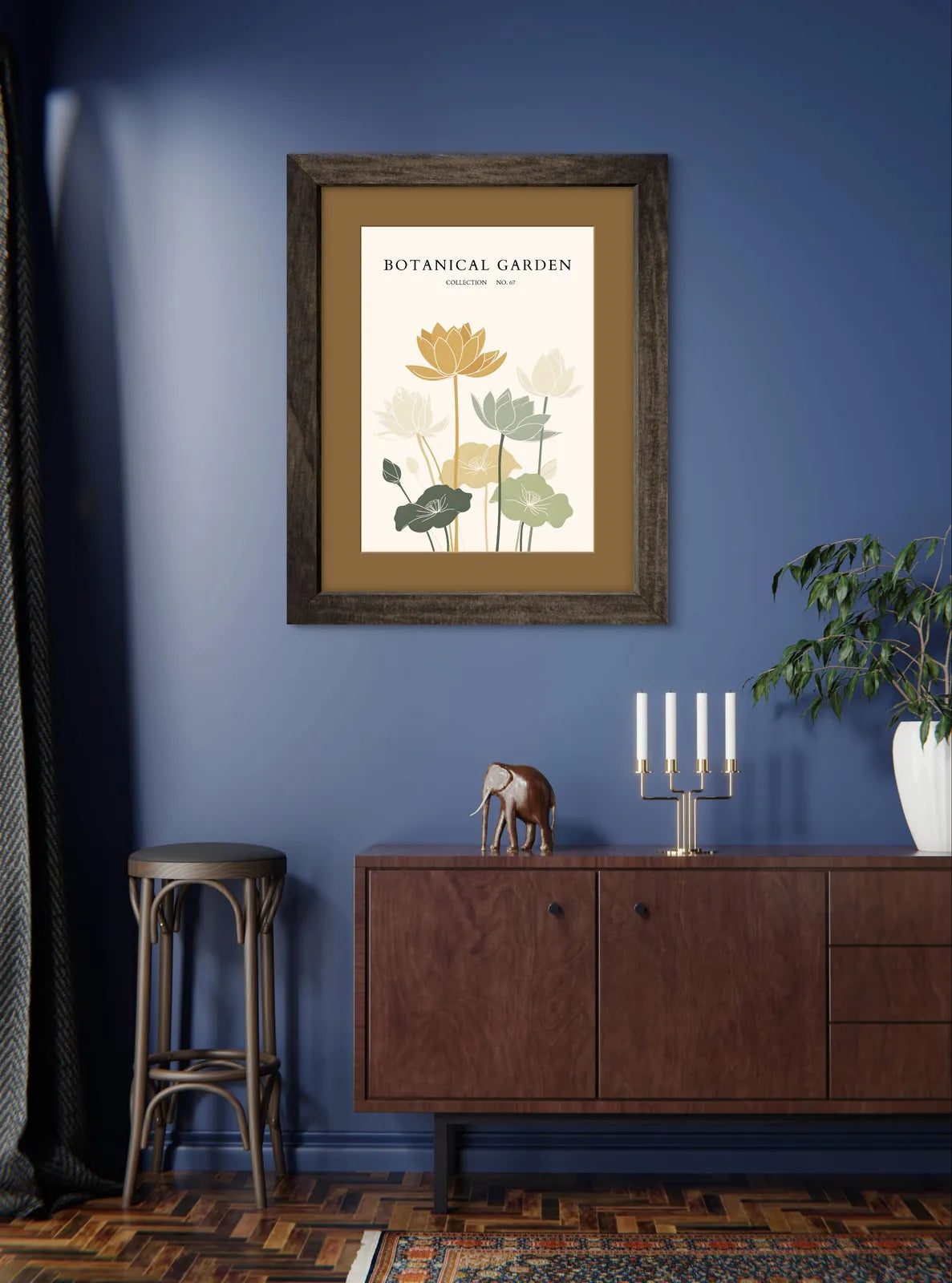 Golden Lotus Rise – Ethereal Botanical Lotus Print