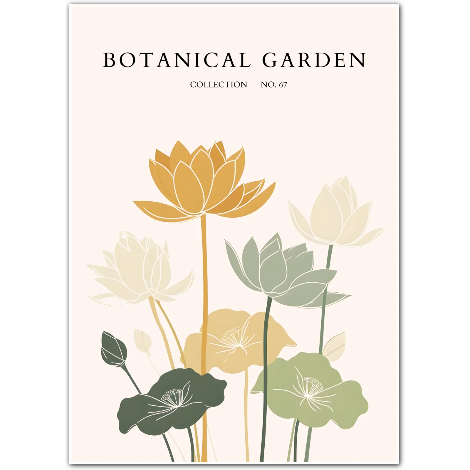 Golden Lotus Rise – Ethereal Botanical Lotus Print