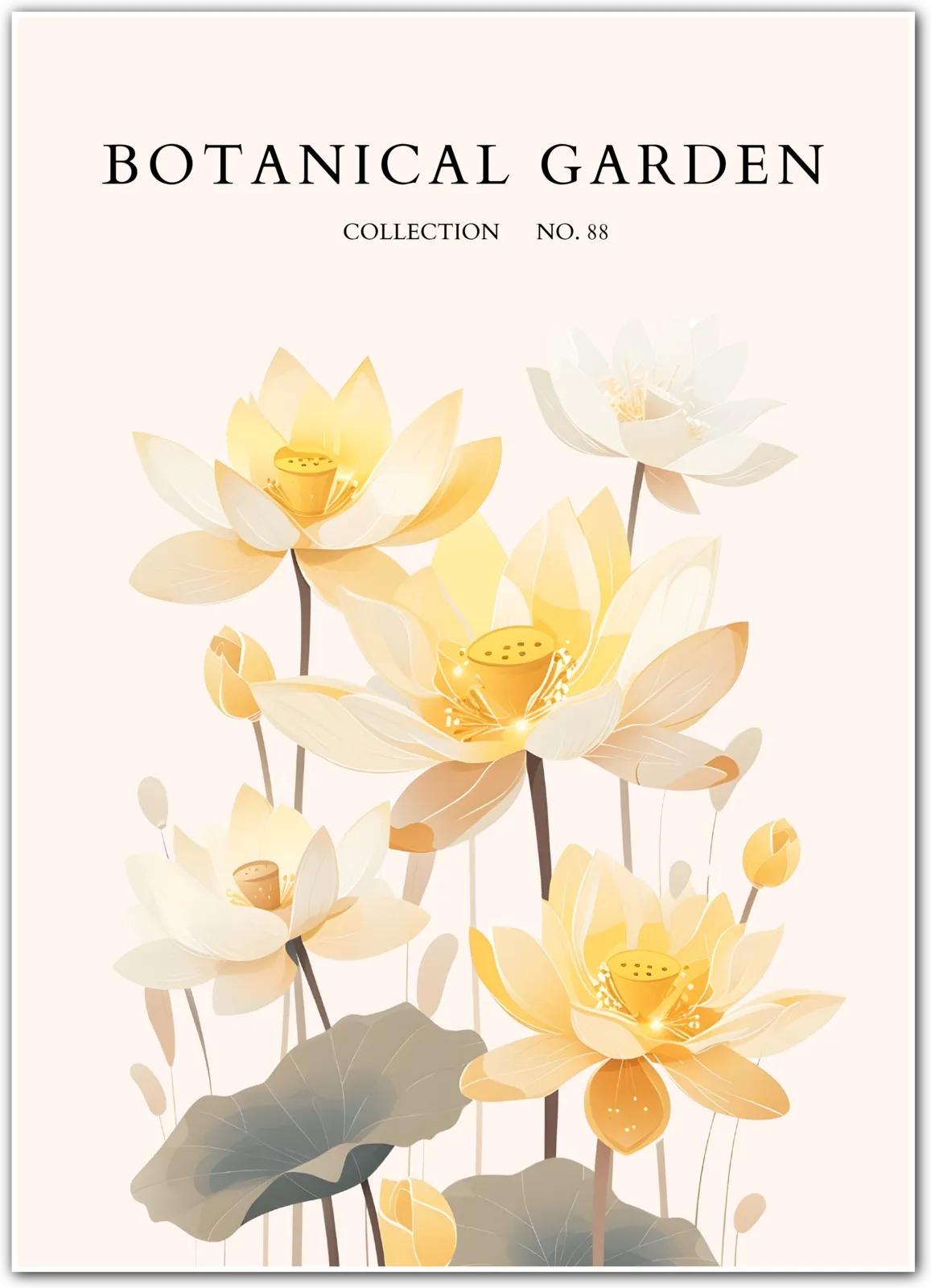 Golden Lotus – Tranquil Water Garden Art Print