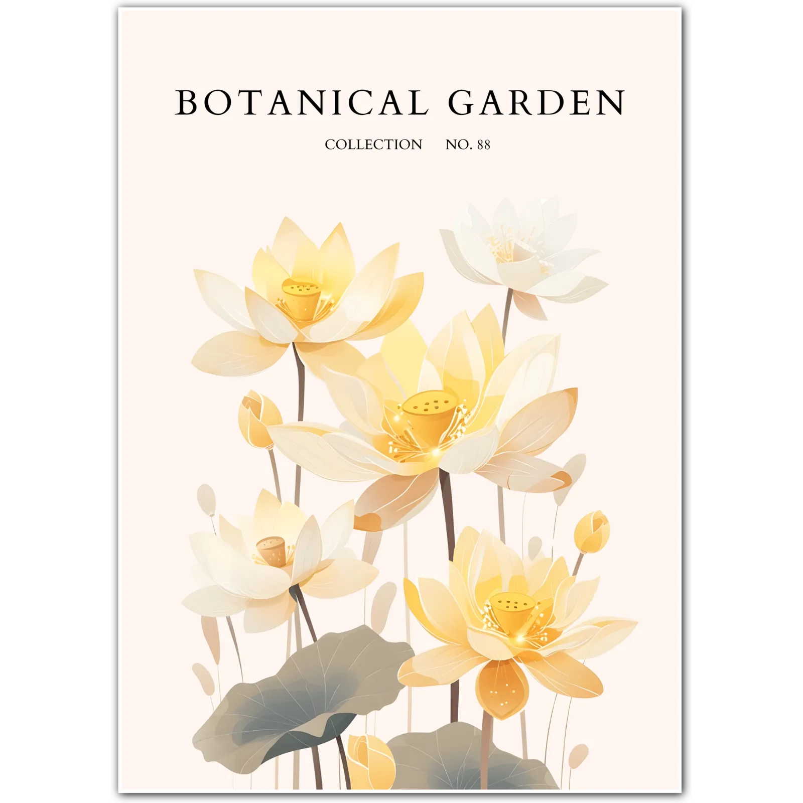 Golden Lotus – Tranquil Water Garden Art Print