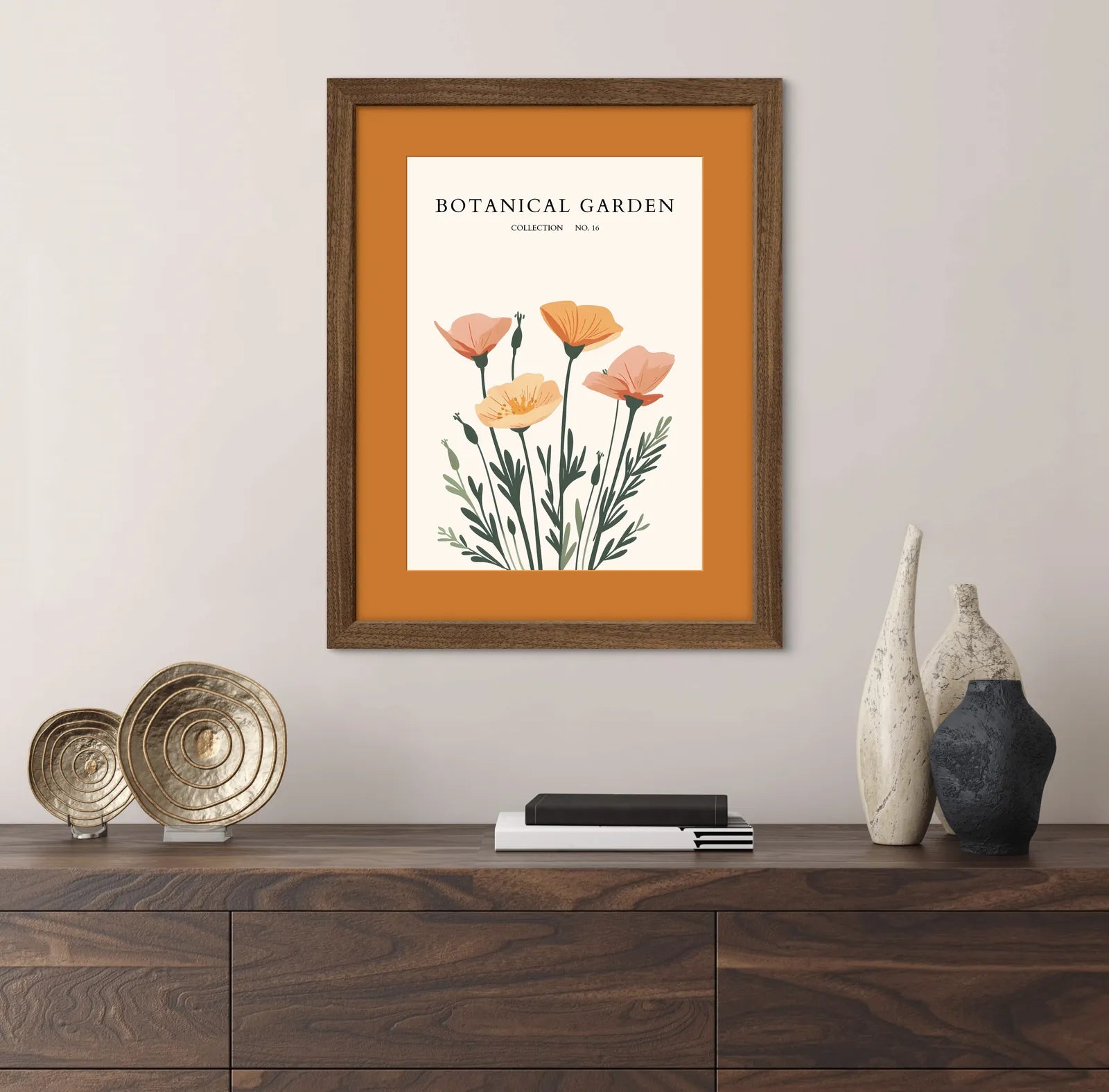 Peach Meadow Poppies Botanical Art Print