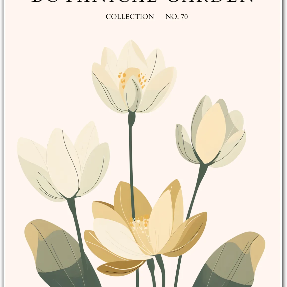 Cream Lotus Elegance – Modern Tranquil Floral Art