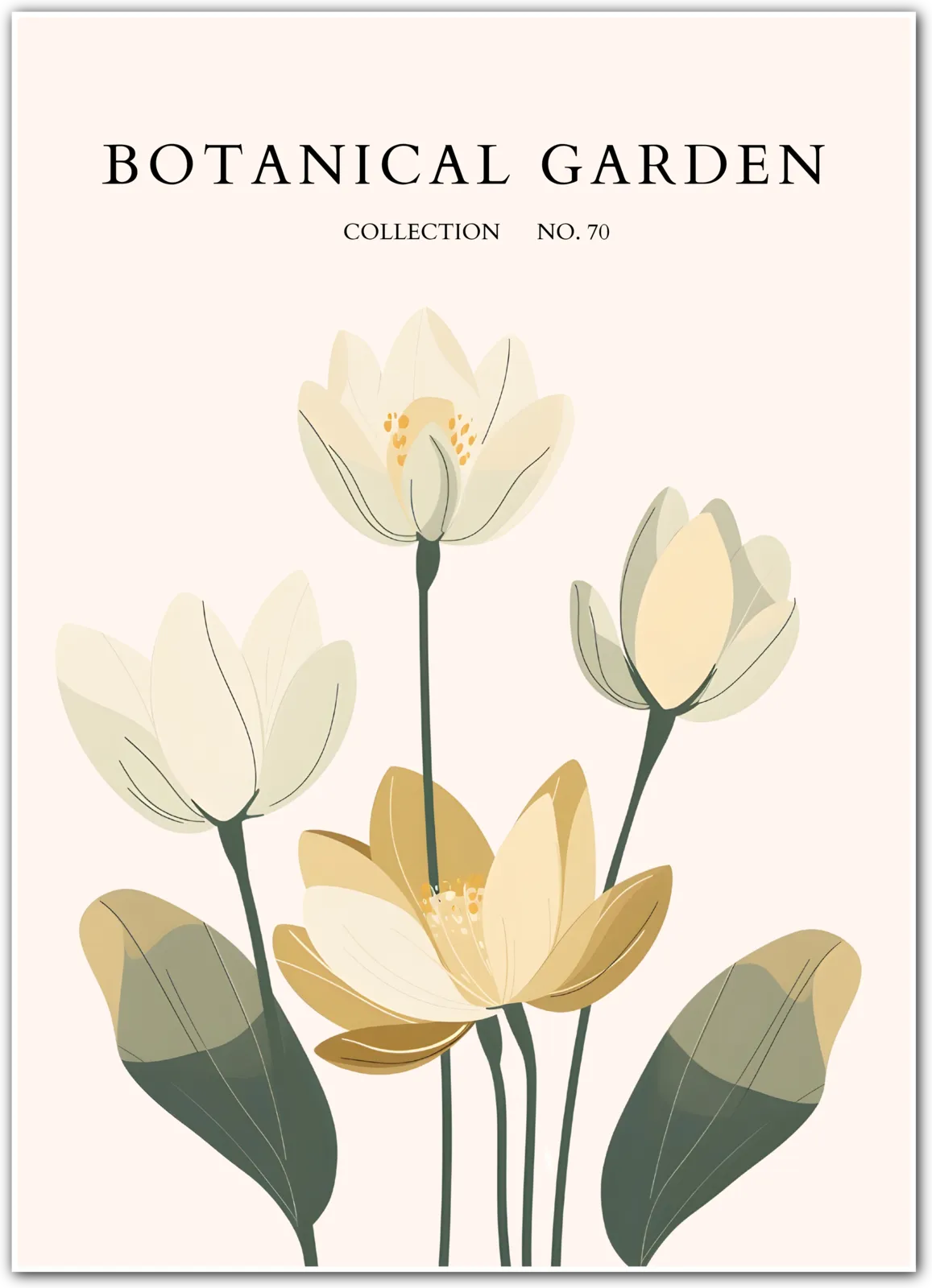 Cream Lotus Elegance – Modern Tranquil Floral Art