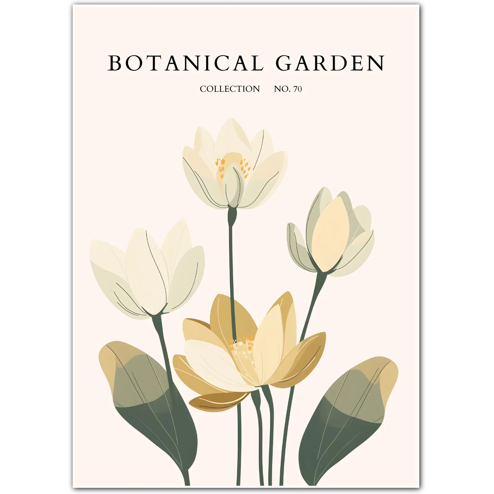 Cream Lotus Elegance – Modern Tranquil Floral Art