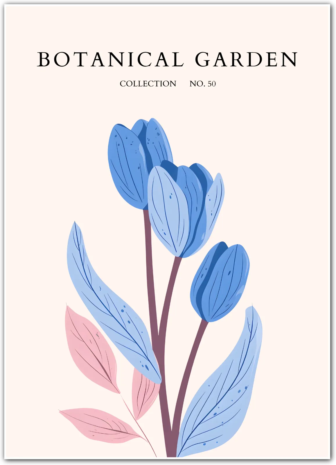 Bold Blue Tulip Art Print – Contemporary Floral Style with a Twist