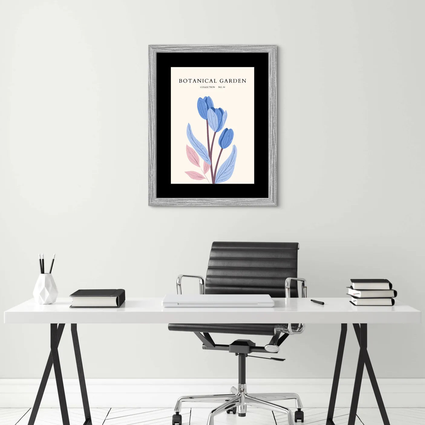 Bold Blue Tulip Art Print – Contemporary Floral Style with a Twist