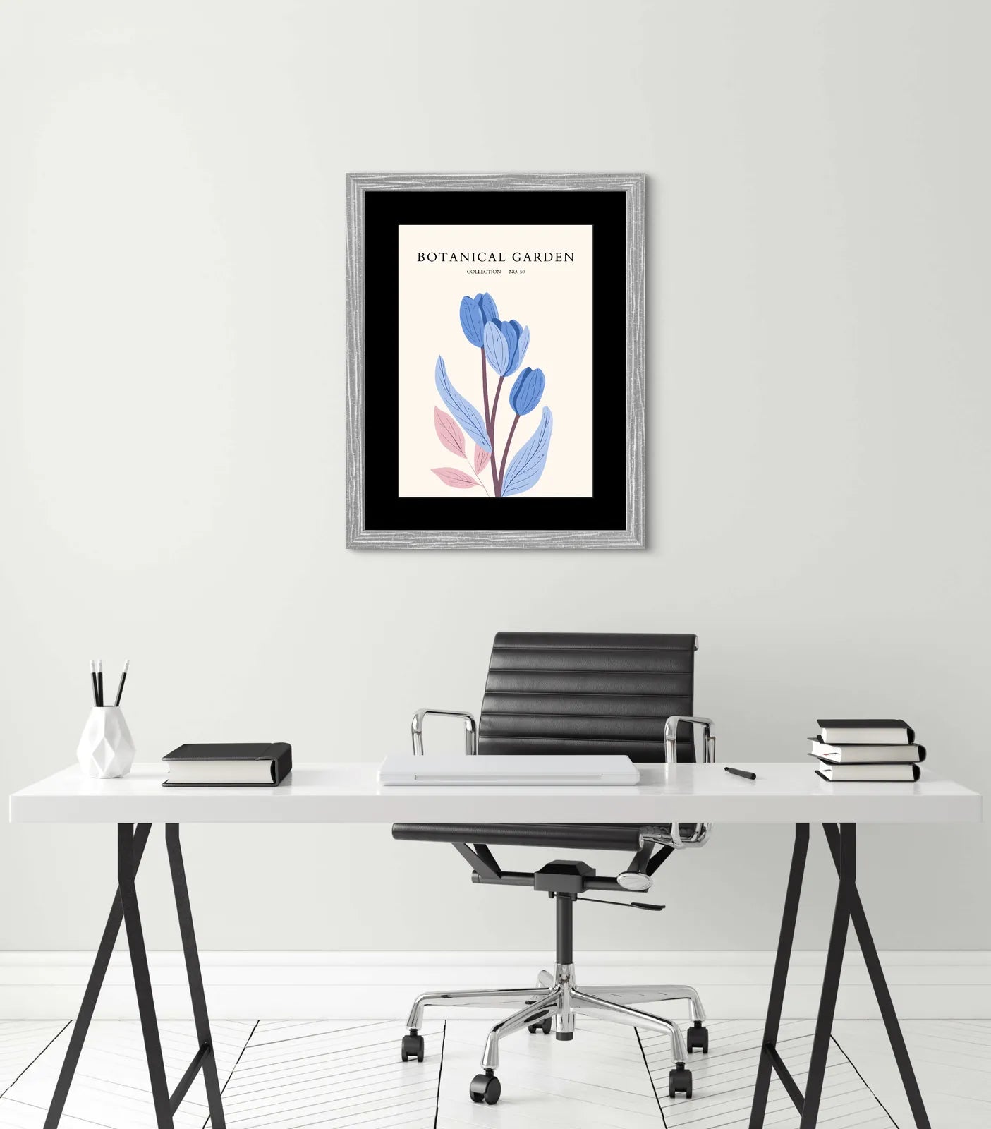 Bold Blue Tulip Art Print – Contemporary Floral Style with a Twist