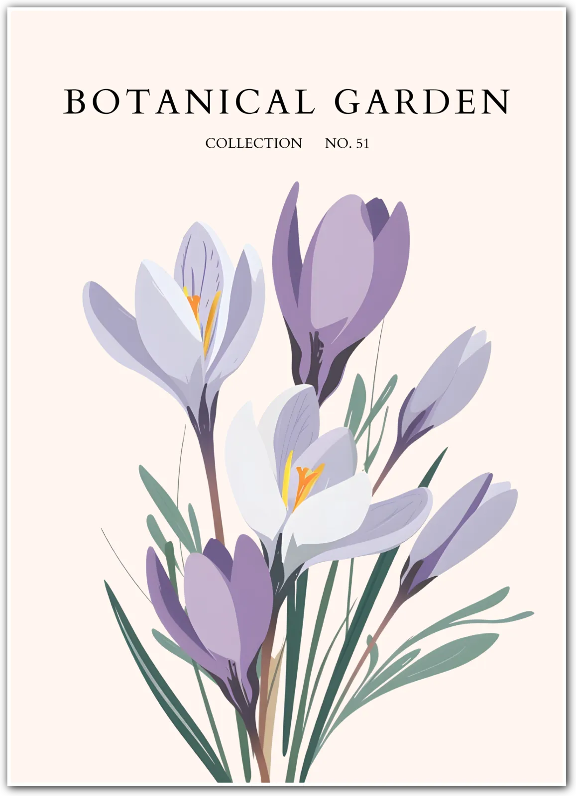 Graceful Crocus Flower Wall Art – Soft Pastels & Spring Charm