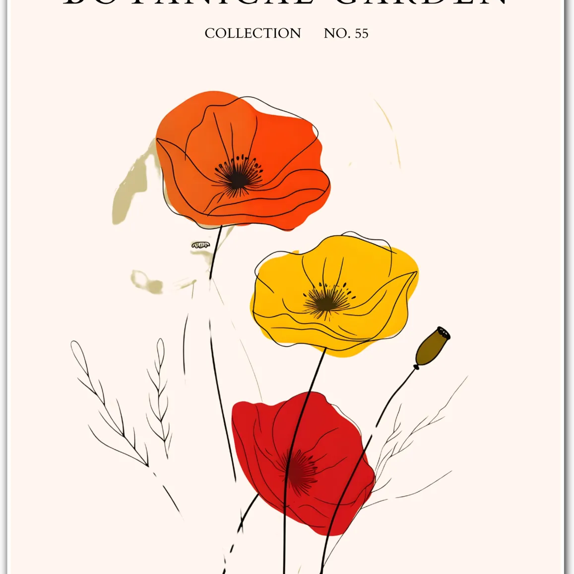 Bold Trio Poppy Print – Vibrant Wildflowers on Warm Off-White