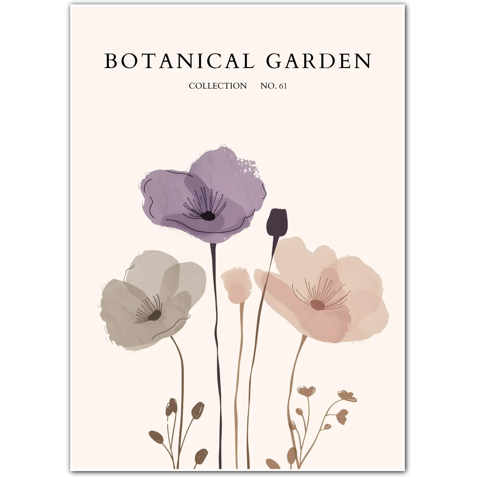 Soft Whisper Poppy Print – Subtle Watercolour Blooms in Neutral Hues