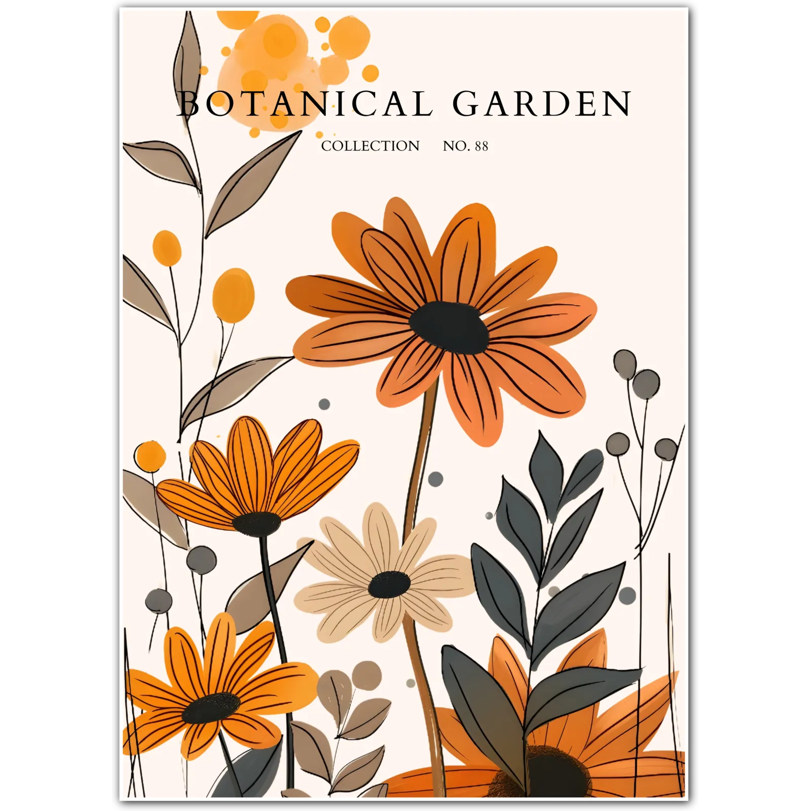 Retro Marigold Daisies – Playful Flower Power on Soft Canvas