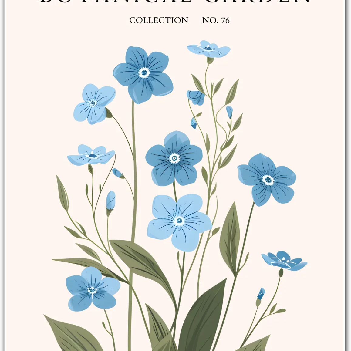 Cornflower Blue Wildflower Botanical Print – Delicate Floral with Cottage Charm