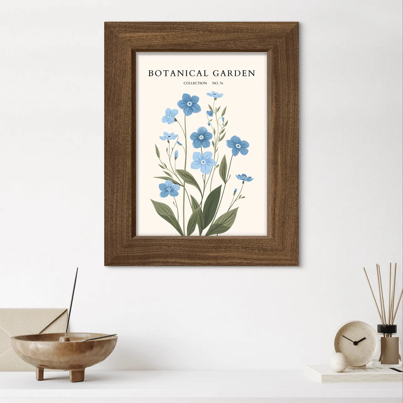 Cornflower Blue Wildflower Botanical Print – Delicate Floral with Cottage Charm