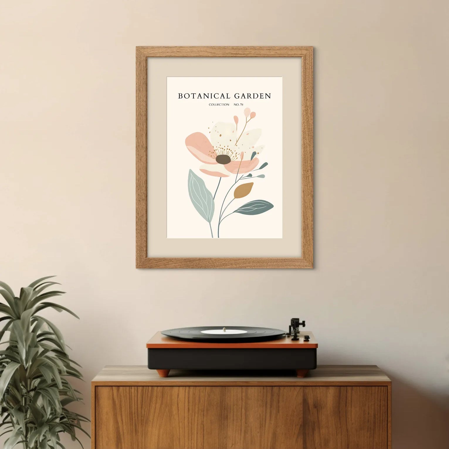 Blush & Blue Tulip Trio Art Print – Modern Botanical Minimalism