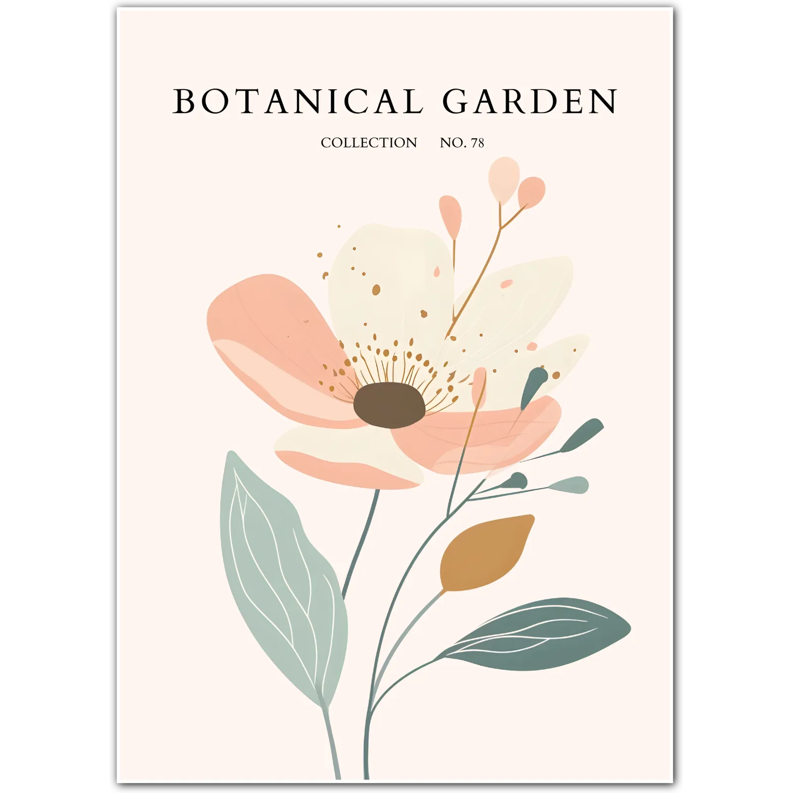 Blush & Blue Tulip Trio Art Print – Modern Botanical Minimalism