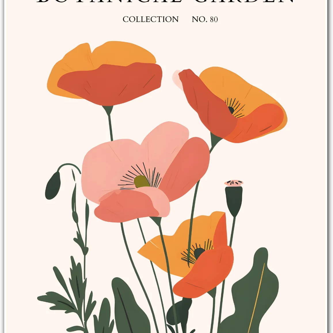 Golden California Poppies Art Print – Warm Wildflower Field Illustration