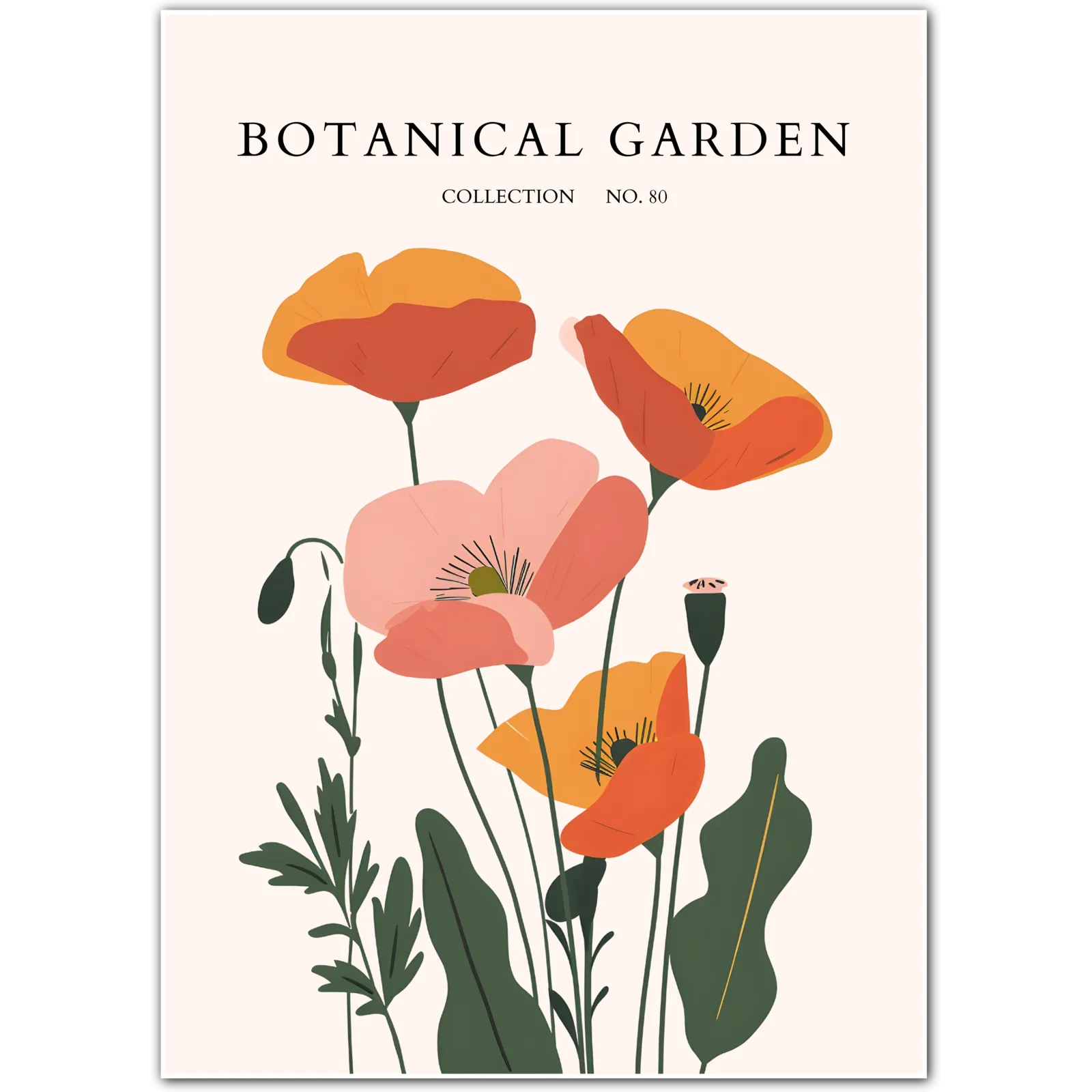 Golden California Poppies Art Print – Warm Wildflower Field Illustration