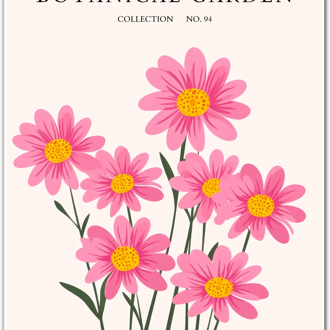 Pastel Harmony Floral Art Print – Trio of Stylised Spring Blooms